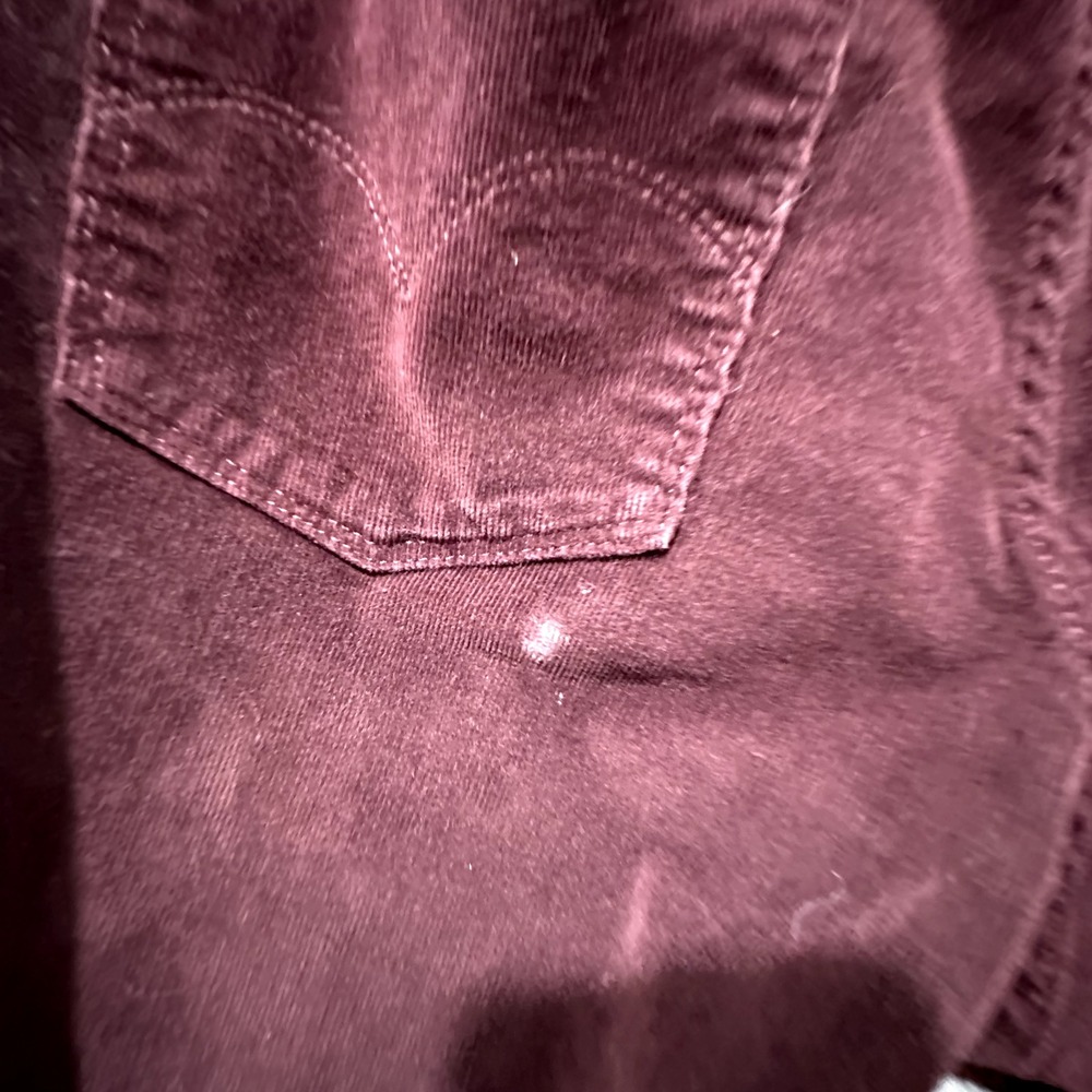 Levis 721 Corduroy Pants Women 29 Burgundy High Rise Skinny Exposed Button Fly - Picture 3 of 16